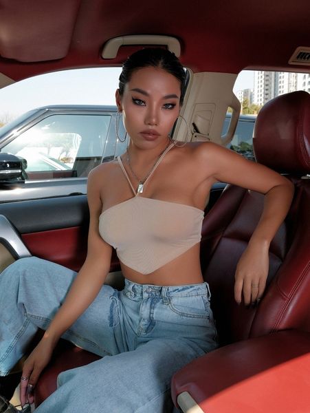 

halterneck bandana crop n8zv#, White