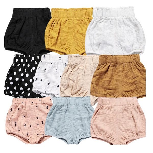 

baby girls pp pants children casual summer shorts linen cotton solid boy clothes kids sport panties infant underpant 210413, Black