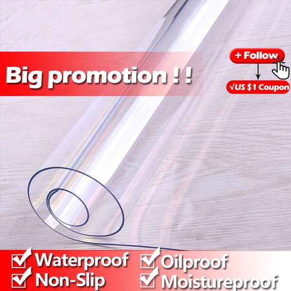

soft 1mm glass pvc tablecloth transparency table non-slip cloth waterproof oilproof kitchen dinin cover for rectangular