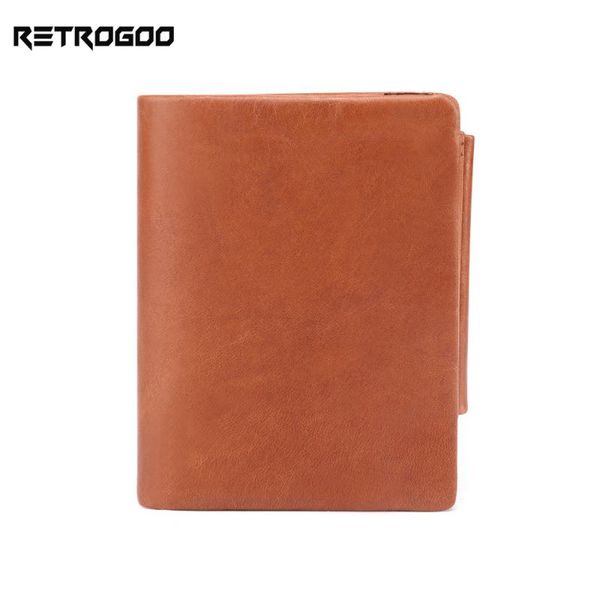 

wallets retrogoo genuine cowhide leather men wallet small mini card holder vintage classic male purse zipper coin pocket for man, Red;black
