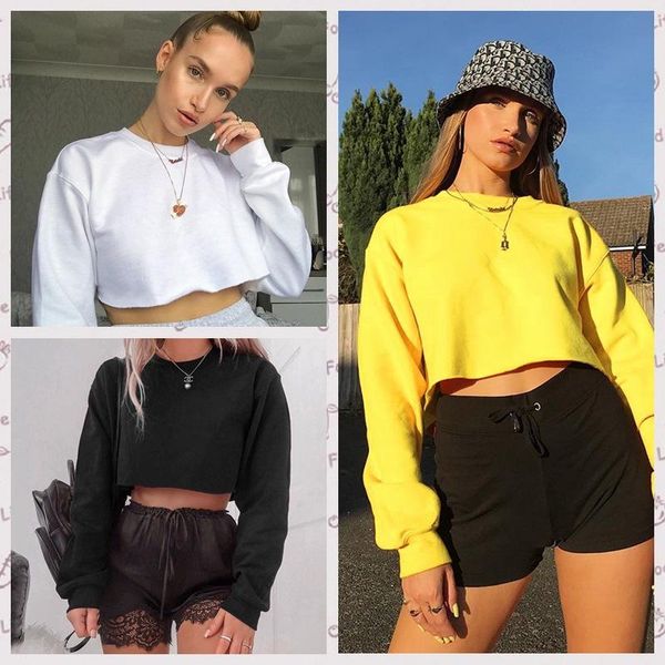 

women's hoodies & sweatshirts loose-fit casual long-sleeved short 2021 sexy, Black