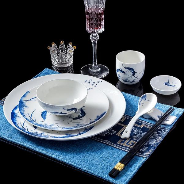 

dishes & plates chinese bone china tableware el setting set jingdezhen ceramic and spoons restaurant club company customization
