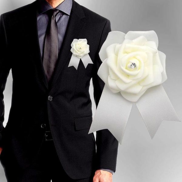 

pins, brooches 5pcs artificial flower brooch pin corsage wedding party suit accessory, Gray