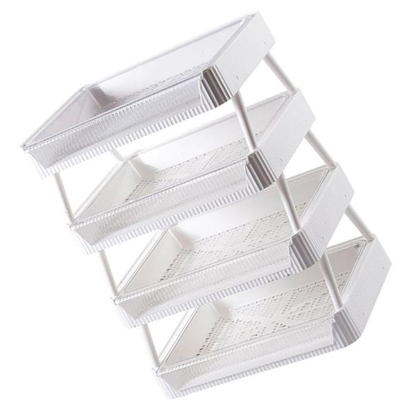 

hooks & rails 4pcs household multi-layer tray storage plate detachable food shelf (white)