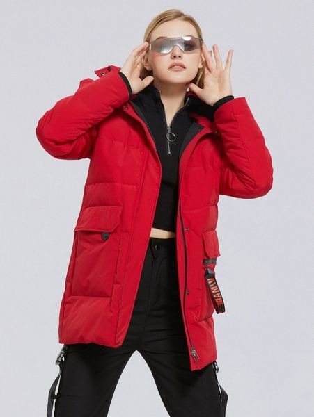 

letter tape flap pocket hooded winter coat m2yn#, Black