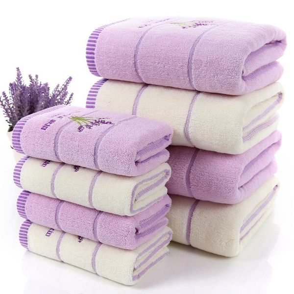 

towel 2pcs/set 100% cotton lavender towels el 1pc bath and hand absorbent water set