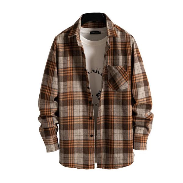 

men's polos plaid shirt korean t for man fashion mens clothing long sleeve casual collared, White;black