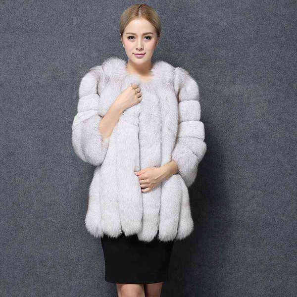 

women's fur whole mink winter coat luxury artificial wool 211207, Black