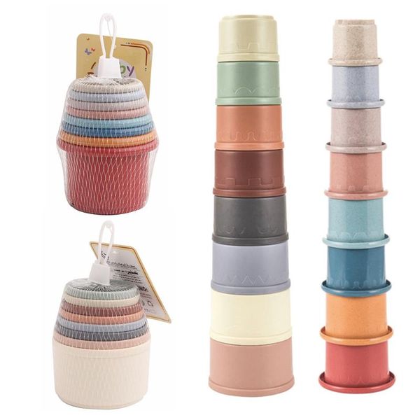 

8pc baby stacking cup toys early educational intelligence toy folding tower children birthday christmas for kids gift cups & saucers
