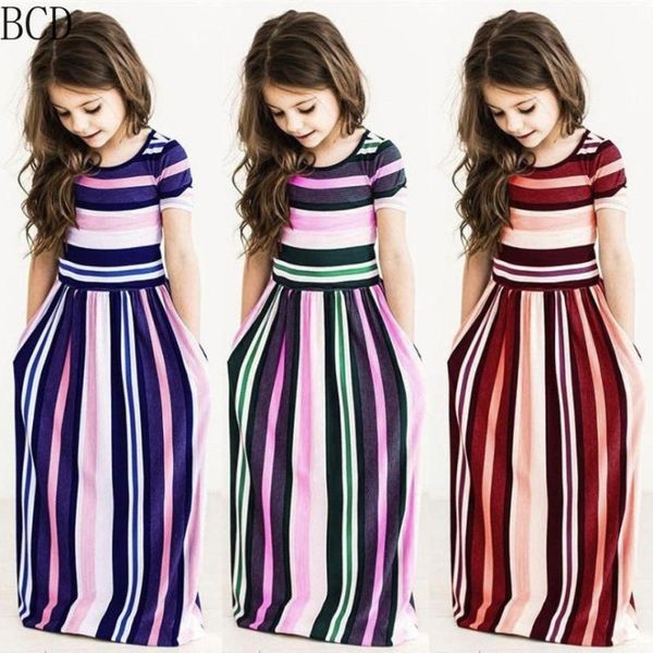 

kids dresses for girls toddler baby striped beach strap clothes long dress bohemian children party beachwear outfits girl's, Red;yellow