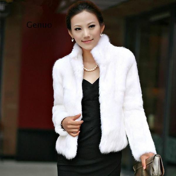 

women's fur & faux coat fluffy plush coats autumn and winter ladies long sleeve special woman clothing overcoat female, Black