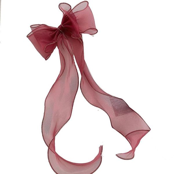 

organza girl bow headdress girl's princess look hairpin with ribbon clips knot hair head accessories d88, Slivery;white