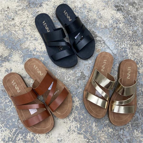 

slippers flat shoes female women summer pantofle big size slides low platform 2021 rubber soft pu buckle strap basic sh, Black