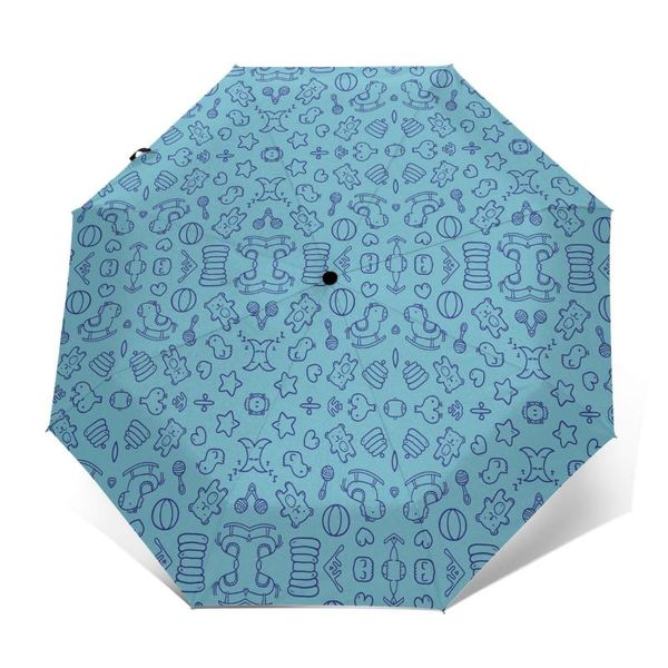 

umbrellas automatic umbrella tri-folding sunny rainy windproof for male female customizable patterns