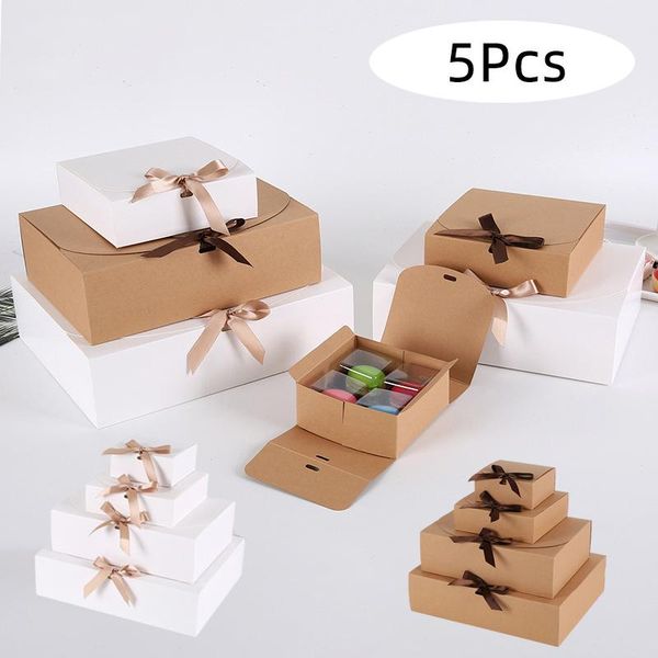 

5pcs/lot flip gift box white/kraft/black event party supplies packaging wedding birthday handmade candy chocolate boxes wrap