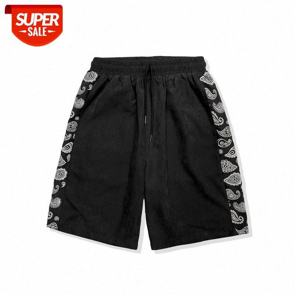 

cashew flower print loose oversize flow men's shorts casual men #z73e, Black