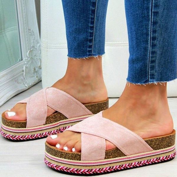 

large size 43 leisure flat platform slides shoes women slippers, Black