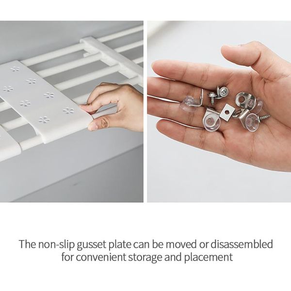 

wardrobe partition holder rack cabinets layered shelf kitchen bedroom paste type organize hooks & rails
