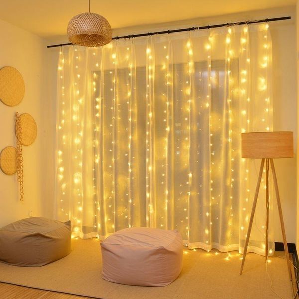 

strings 3x3m fairy curtain light led remote control usb garland string lights for home bedroom window holiday christmas party decoration
