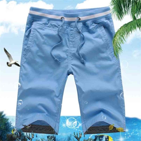 Pantaloncini casuali estivi da uomo Uomo dritto Pantaloni corti da spiaggia in cotone moda maschile Colori caramella Plus Size 5XL 210806