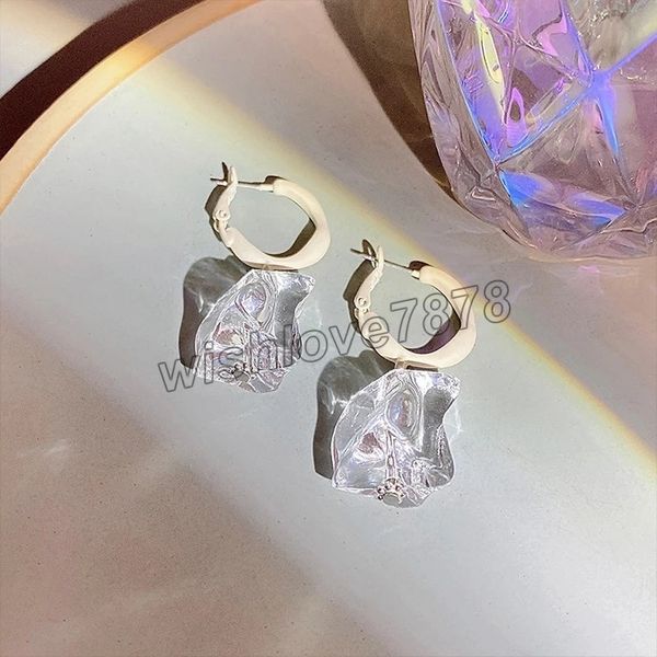 

2022 korean chic irregular crystal drop earrings party wedding jewelry, Silver