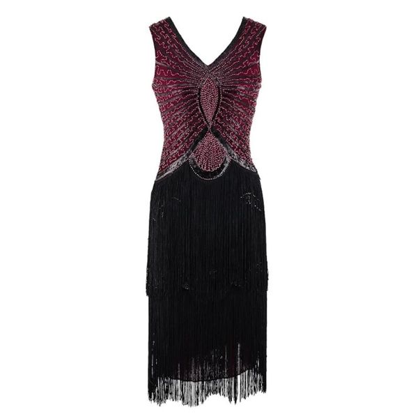

Halloween The Great Gatsby Charleston 1920s Theme Costume Vintage Vacation Dress Flapper Party Prom Women's Sequin Golden White Black, Black;red