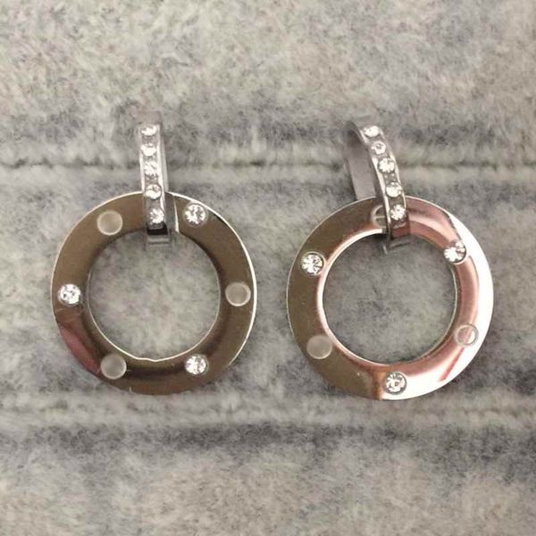 

love women designer studs cz stone simple ring pendant titanium steel earrings 3 colors fashion jewelry lady party gifts, Golden;silver