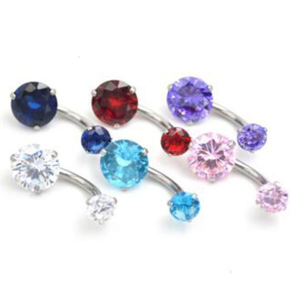 

human body puncture jewelry navel ring double head round zircon nail navel ring