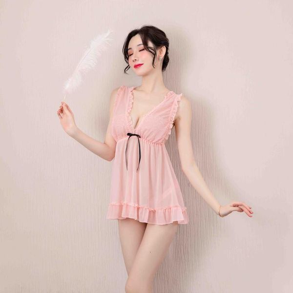 

underwear style lace pink split lovely tulle pajamas, Red;black