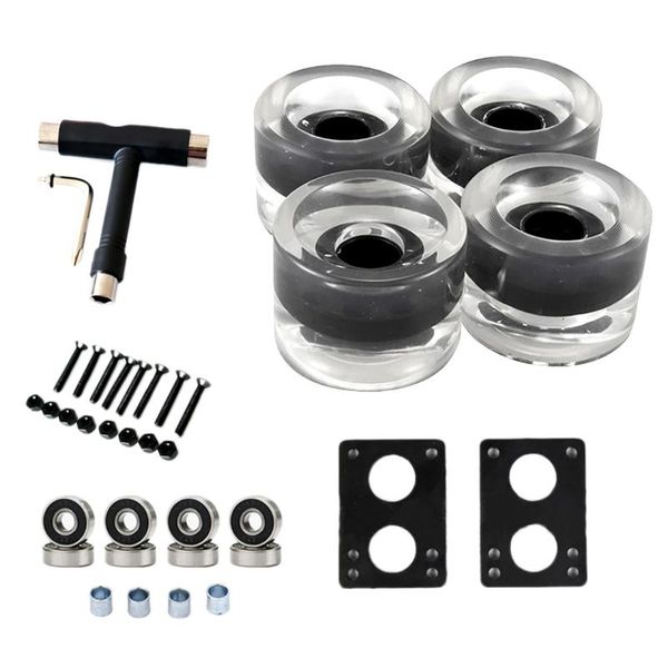 

skateboarding skateboard wheels set with bearings 82a longboard pu cruiser street upgrade replacement