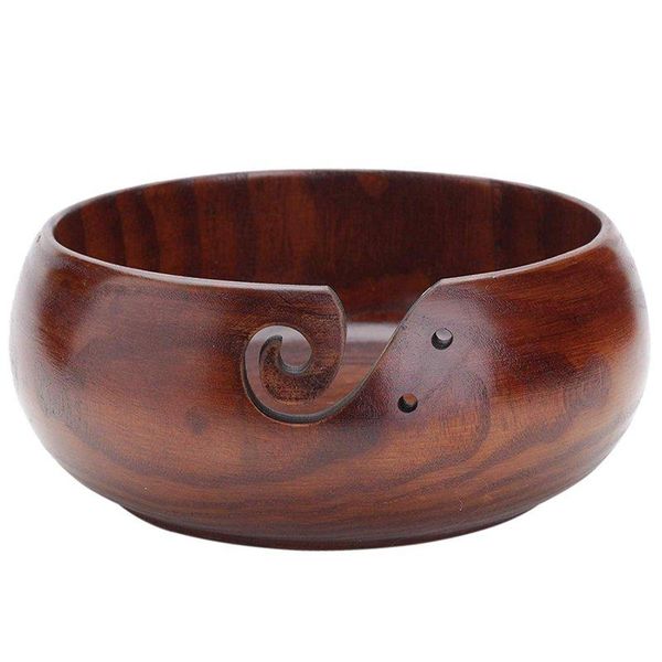 

jujube wood yarn bowl knitting crochet knitter holder (8 inch x 3 inch) bowls
