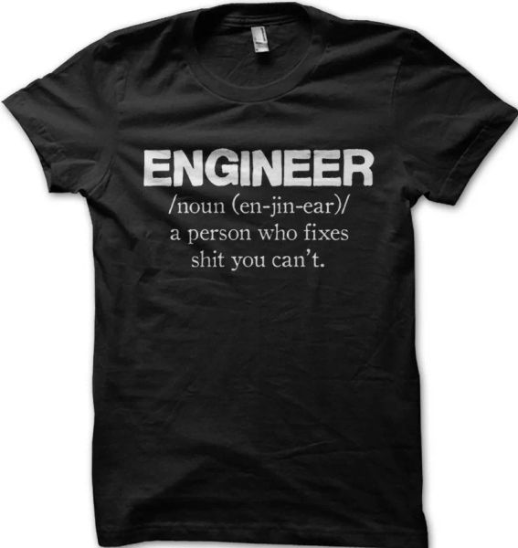 

Engineer Mens Funny T Shirt - Gift for Dad printed t-shirt FN9156, White;black