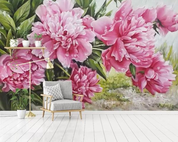 

wallpapers cjsir custom wallpaper nordic hand-painted peony flower bedroom sofa background wall murals home decoration 3d decor