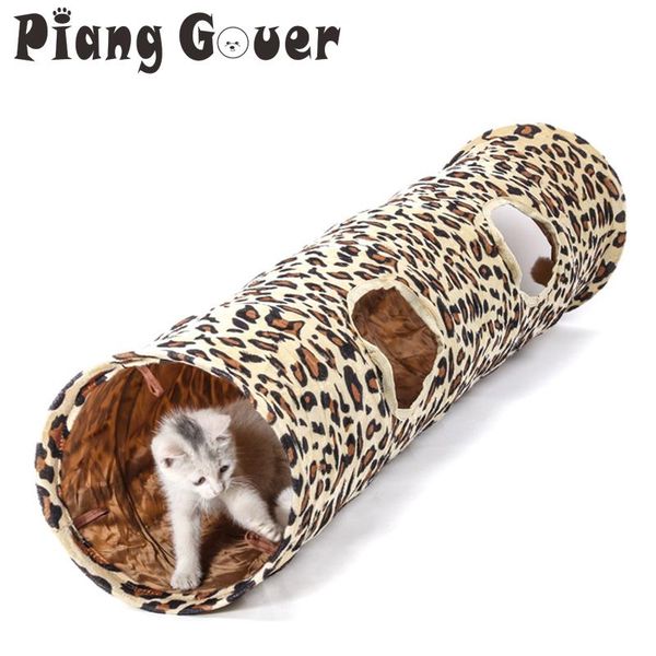 

winter cat tunnel toy leopard print fun 2 holes long pets toys kitten playing