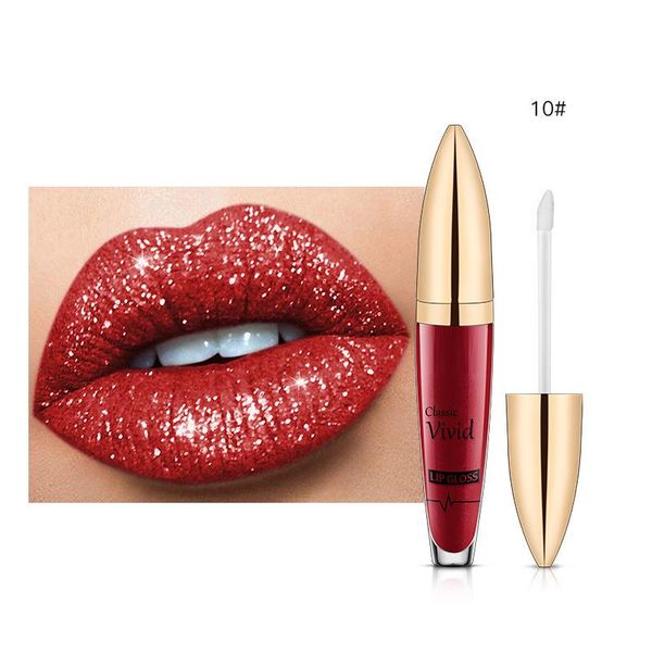 

lip gloss 18 color diamond shiny long lasting lipstick easy to smooth glitter glaze cosmetic tool for women teea889
