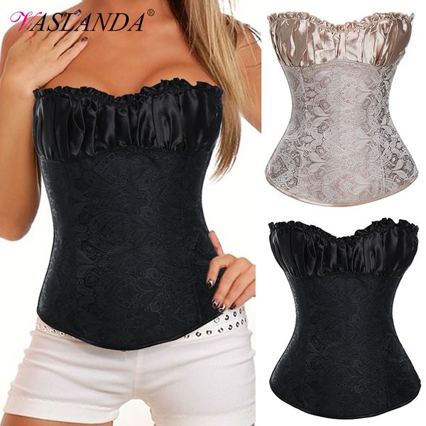

womens corset plus size floral lace up boned overbust bustier gothic burlesque steampunk corselet waist cincher shapewear top