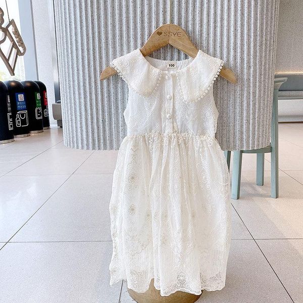 

summer kids princess dress for girl sleeveless turn-down collar children party casual baby clothes costume girl's dresses, Red;yellow