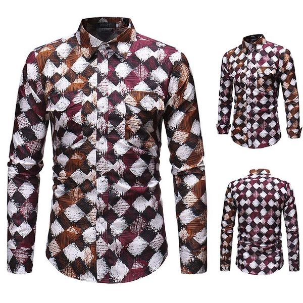 

men's casual shirts mens designer slim fit color plaid print autumn dress shirt for men clothing single breasted with pockets 6wvj, White;black