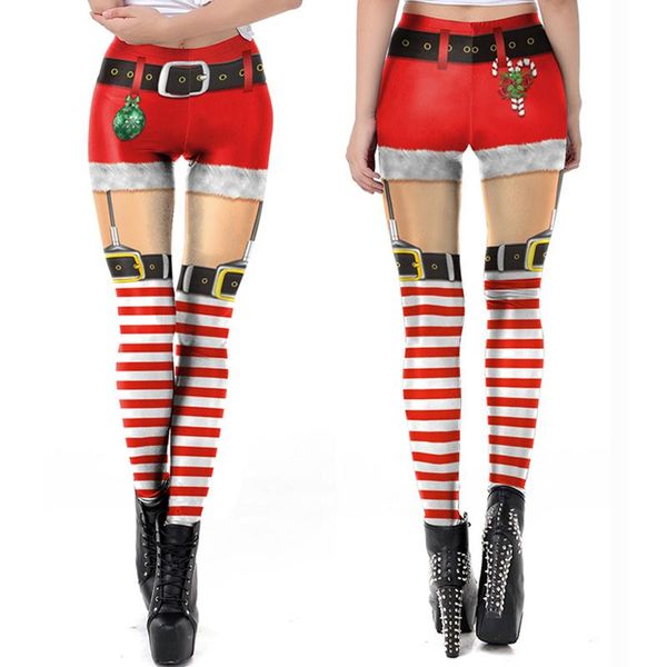 

women's leggings christmas fashion 3d digital printed pants cosplay women, Black