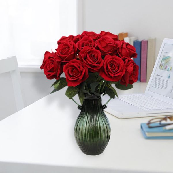 

valentine's day beautiful red/white silk roses 1pcs fake rose wedding home table decor artificial flower bouquet decorative flowers & w