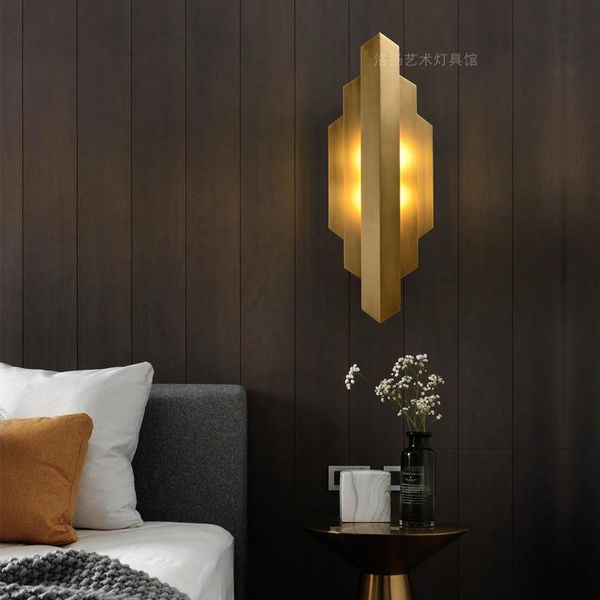 

wall lamp modern all-copper light luxury living room background designer stairwell aisle showroom bedroom bedside