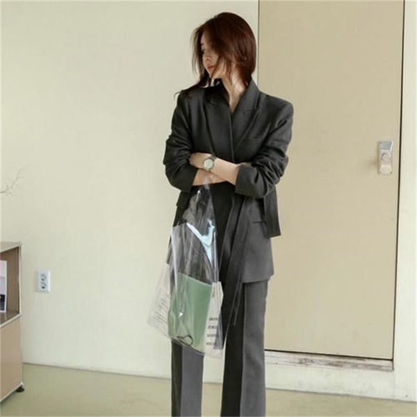 

women's two piece pants suit office ladies formal ol work wear 2pcs sets female jacket+ ruuo, White