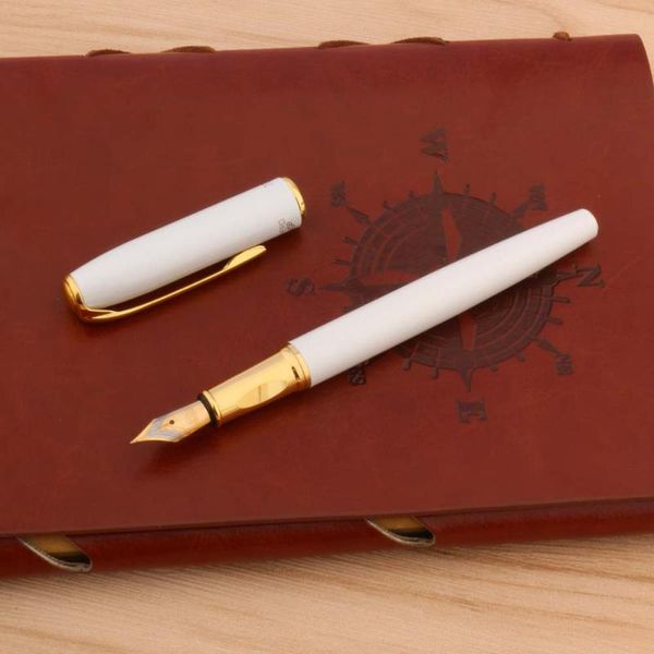

posture correction fountain pen golden white medium nib gift stationery office school supplies pens