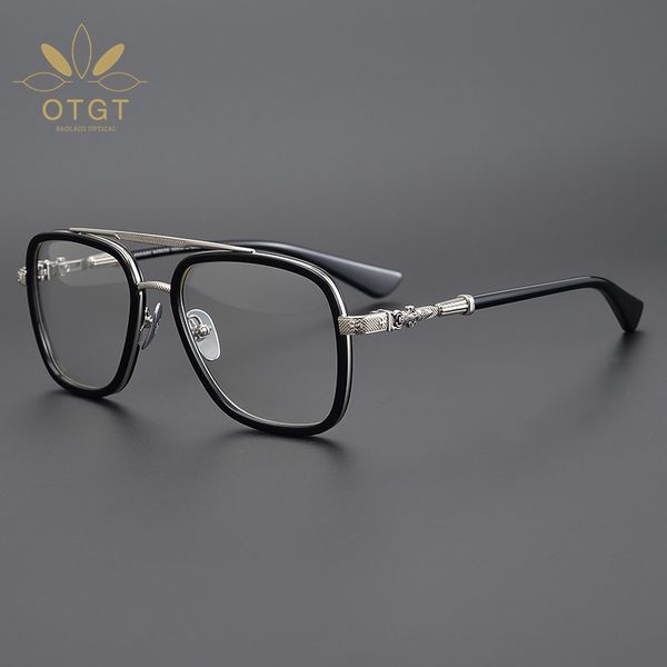 

design xinchao versatile pure titanium anti blue radiation glasses ultra light large frame myopic flat lens, White;black
