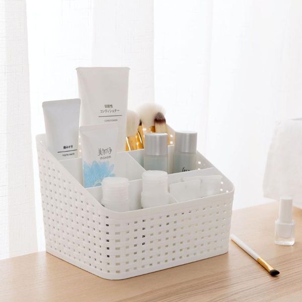 

makeup organizer cosmetic storage box case container deskbedroom bathroom lmitation rattan boxes & bins