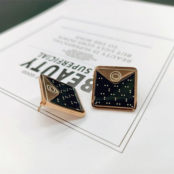 

rose earrings charm women letter g black mirror pattern designer luxury series classic valentine's day gift european and american style, Golden