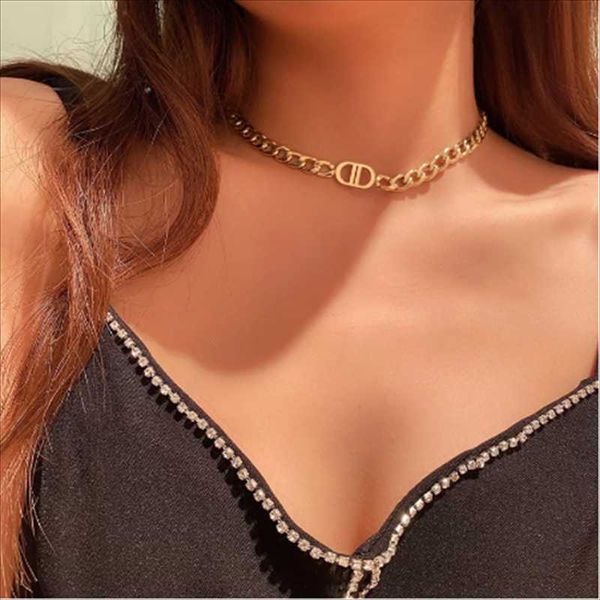 

chokers 6mm stainless steel clavicle chain punk choker necklace for women party fashion necklaces trendy elegant chunky jewelry, Golden;silver