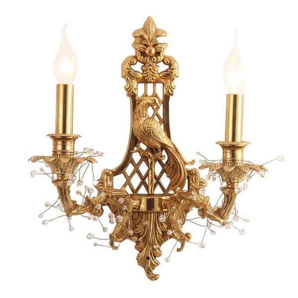 

wall lamp french retro luxury european bedside bedroom living room corridor crystal brass lights