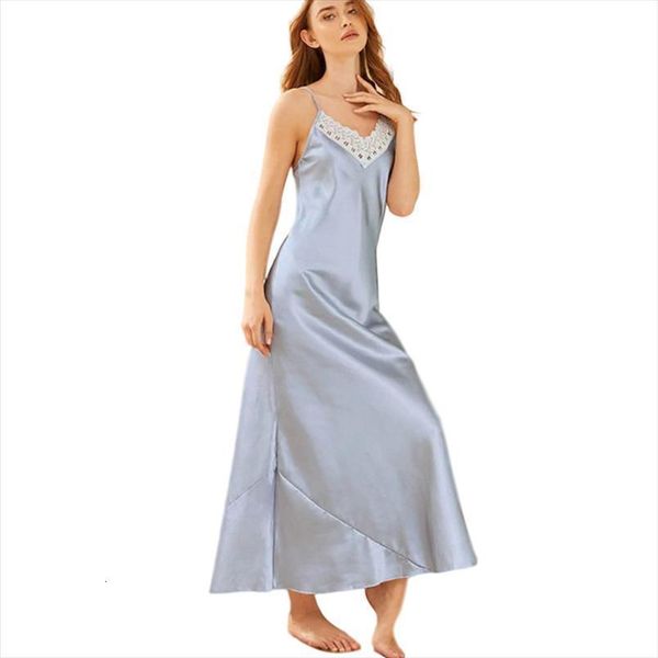 

lace silk long womens sleepwears gowns black spaghetti strap nightgown v neck night dress satin lingerie plus nightie, Black;red