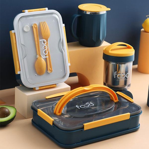 

bento box japanese style stainless steel lunch warmer leak-proof breakfast for kids with compartment dinnerware sets